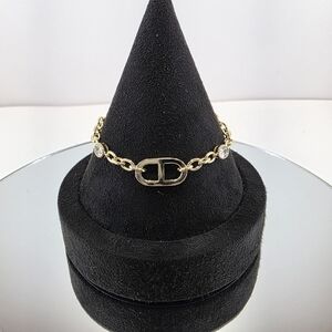 Gold Chain Link Bracelet • Simulated Diamonds